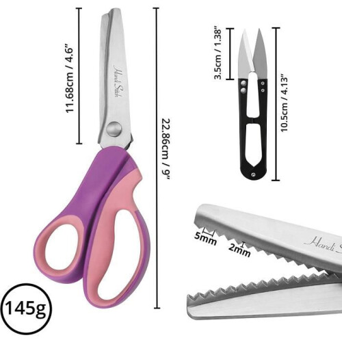 Ciseaux à Couture - 22,86 cm - Acier Inoxydable - Coupe-Fil Inclus - Ciseaux Crantés 1