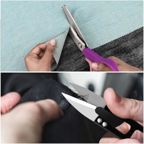 Ciseaux à Couture - 22,86 cm - Acier Inoxydable - Coupe-Fil Inclus - Ciseaux Crantés 2