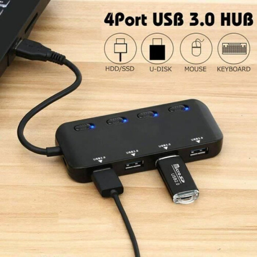 POPSPO USB 3.0 Hub - Πολλαπλές 4 θύρες - Προστασία από υπερτάσεις - Έξυπνη φόρτιση 2