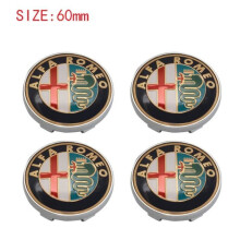 4 x goldene Radnabenkappen mit Logo-Emblem (Außendurchmesser 60 mm) für Alfa Romeo Giulia Stelvio