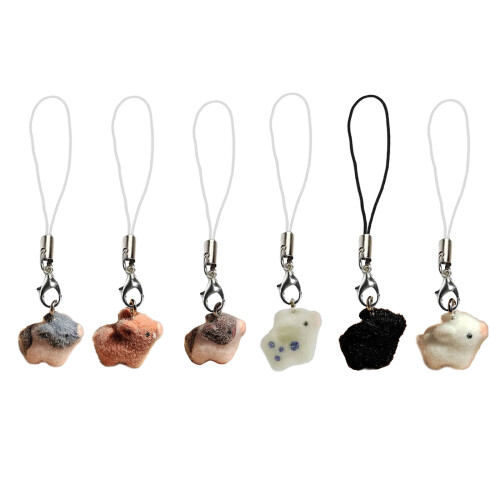 Stylish Flocking Pig Design Keychain Various Color Options-gray 1