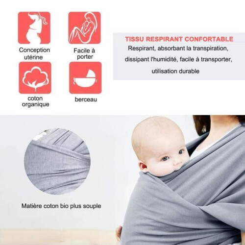 Baby Carrier Sling - AUDBURN - Light Grey - Unisex 2