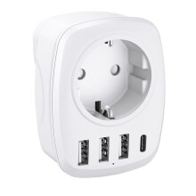 EU/UK-Reiseadapter – 4 USB-Anschlüsse – Weiß – Voltman
