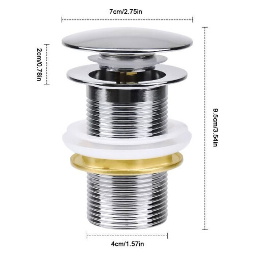 Standard Basin Waste Plug - G 1 1/4 - Nickel - Copper - Click-Clack 2