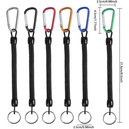 Pêche Cordons,6Pièces Sécurité Elastique Corde,Multicolor Cordes De Pêche Bateau,Sécurisé Rétractable Spiralé Tether avec 1