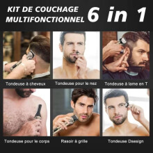 Men's Hair Clipper - AUDBURN - 6 in 1 - 8 Guide Combs - Precision Trimming - Nose Trimmer - Body Trimmer