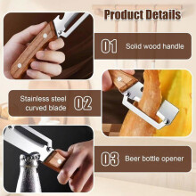 2-in-1 Multifunctional Vegetable Peeler (10 pieces) with ultra-sharp stainless steel blades and ergonomic wooden handle