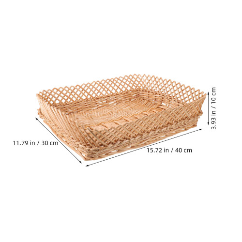Handwoven Rectangular Rattan Basket for Farmhouse Fruit and Snacks 1