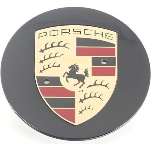 4 x Centre de roue cache moyeu 76mm logo noir Porsche 2