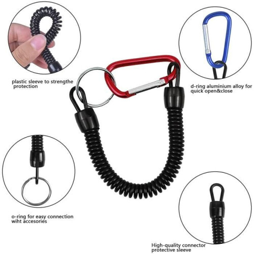 Pêche Cordons,6Pièces Sécurité Elastique Corde,Multicolor Cordes De Pêche Bateau,Sécurisé Rétractable Spiralé Tether avec 2
