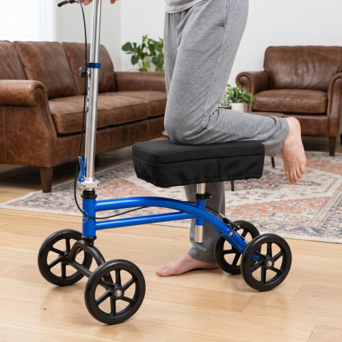 2Pièces - Scooter Genou Noir En Polyester À Mousse Mémoire 2
