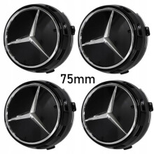 4 stuks 75 mm zwarte originele wieldop met hoge naafkaplogo voor Mercedes Benz