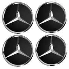 Juego de 4 tapas centrales AMG para Mercedes-Benz, negro mate, diseño de estrella, buje de 75 mm