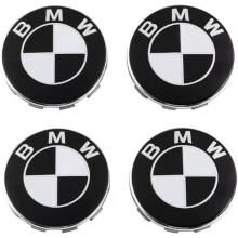 Tapas centrales de rueda de 4 piezas compatibles con tapacubos BMW de 68 mm de ABS, accesorios para coche, color negro A66