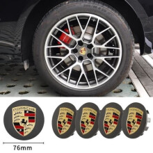 4 x Porsche 76 mm harmaat keskikapselit logolla Porsche Cayenne-, Cayman-, Panamera-, Boxster- ja 911/718-malleihin