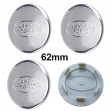 4 x 62 mm Land Roverin hopeiset keskikapselit logolla