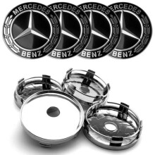 juxinchang - 4  OD60 mm Mercedes Benzin kromiset jälkiasennettavat pyöränkapselit, muokattu vanne, täysmusta logo