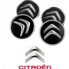 4 x Μαύρα καπάκια κεντρικού τροχού Citroën 60MM με έμβλημα, λογότυπο ζάντας για C1, C2, C