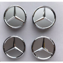 Κεντρικά καπάκια τροχών - Mercedes-Benz - AMG - 4 τεμάχια - 75mm - Ασημί - Αδιάβροχα