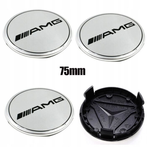 juxinchang - 4x 75MM CE AMG Ασημί Γνήσιο Λογότυπο Κεντρικά Καπάκια Τροχού Έμβλημα Τροχού