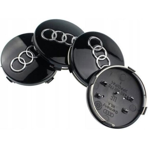 4 τεμάχια 60 χιλιοστών μαύρο λογότυπο AUDI καλύμματα ζαντών κέντρου τροχού επένδ