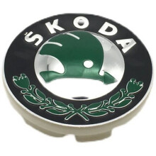 Set of 4 wheel center hubcaps, replacement for Skoda, 56mm, green