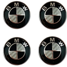 4pcs BMW Logo 56mm Wheel Center Hub Cap Rim Emblem Black Carbon Wheel Badge - Car Accessory