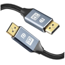 2M DisplayPort 1.4 Cable, DP1.4 Cable, 8K 60Hz, 4K 144Hz, 165Hz HDR, Braided Cotton, for Gaming Monitor, Graphics Card, PC, Laptop, TV