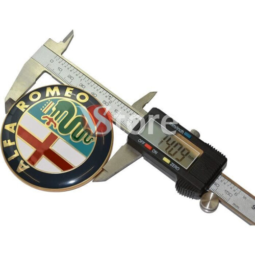 2 διακοσμητικά με το έμβλημα της Alfa Romeo, χρυσά, λογότυπο 74 mm, εμπρός καπό, πίσω, χρ 2