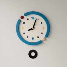 (With a pendulum, WK7-3) Creative Cartoon Blue Wall Clock Simple Retro Clock Bedroom Living Room Decorative Tabletop Ornament