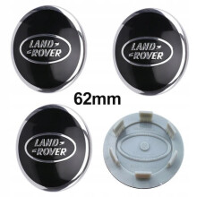 4 coprimozzi centrali per ruote Land Rover con logo nero da 62 mm