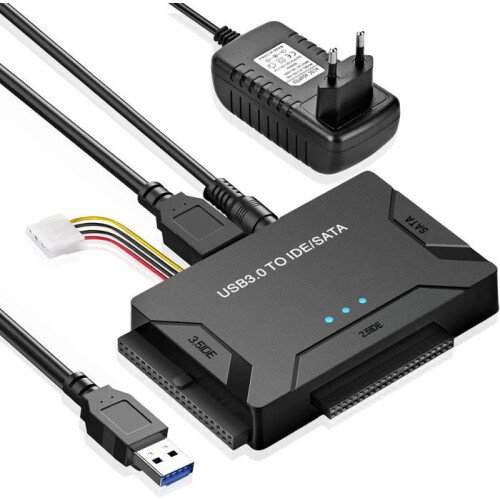 Adattatore USB per hard disk, da USB 3.0 a IDE/SATA, cavo USB da 1 m per HDD/SSD IDE/SATA da 2,5" e 3,5".