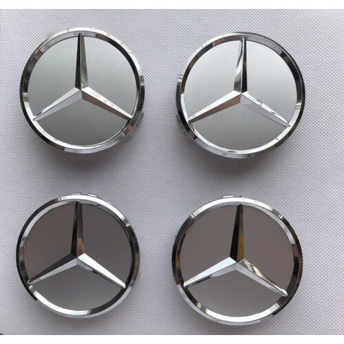 Κεντρικά καπάκια τροχών - Mercedes-Benz - AMG - 4 τεμάχια - 75mm - Ασημί - Αδιάβροχα 2