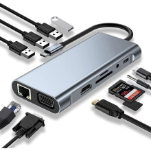 Hub USB-C 11 em 1 - HAUTSTORE - HDMI 4K - Ethernet RJ45 - Porta PD de 100 W