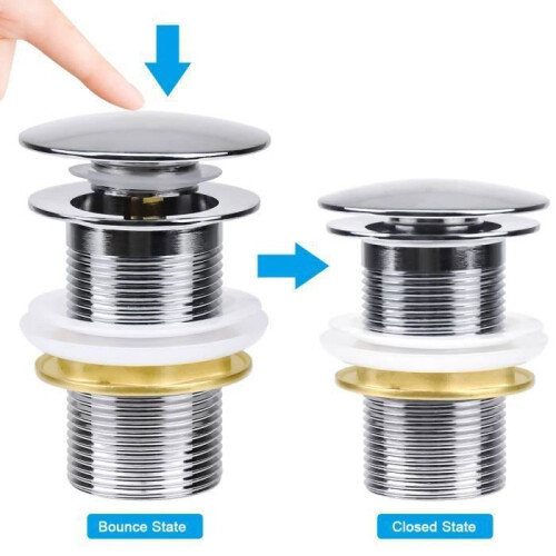 Standard Basin Waste Plug - G 1 1/4 - Nickel - Copper - Click-Clack 1