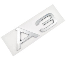 A3 - Chrómový odznak s písmenami a číslami, Odznak s informáciami o objeme batožinového priestoru, 3D logo na zadnej strane, 1.8T 2
