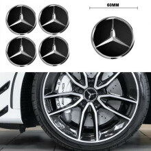 Sada 4 upravených 60 mm čiernych krytov kolies pre disky Mercedes - logo Mercedes Benz