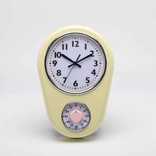 (Yellow) Simple Creative Kitchen Timer Clock Acrylic Silent Movement Wall Clock for Home 1