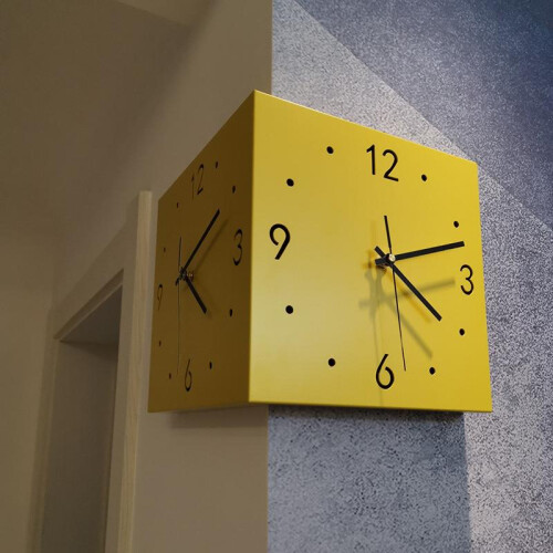 (Arctic White Add LED) Creative Corner Double-Sided Wall Clock Silent Living Room Decorative Clock Dual Face Clock Universal 2
