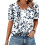 Women's  Short Sleeve Button-Down V-Neck Shirts rSets -Blue L 1