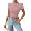 Women's Short Sleeve T-Shirt Basic  Workout Top  Neck-Pink S 1