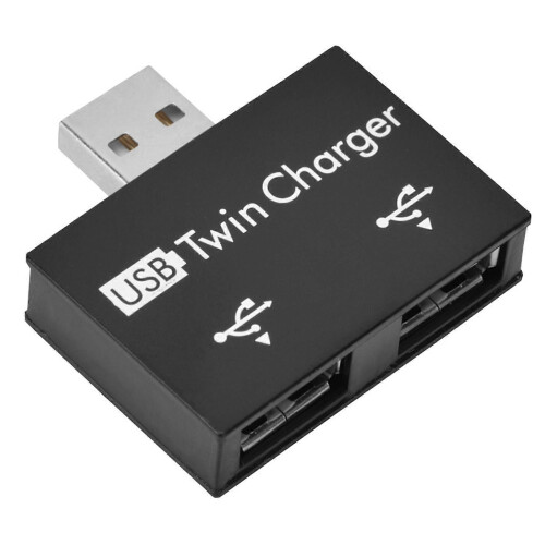 USB 2.0 αρσενικό σε 2 θύρες διπλού φορτιστή USB μετατροπέα hub (μαύρο)_M 1