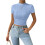 Women's Short Sleeve T-Shirt Basic  Workout Top -Sky Blue XL 1