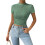Women's Short Sleeve T-Shirt Basic  Workout Top  Neck-Green M 1