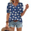 Women's  Short Sleeve Button-Down V-Neck Shirts rSets -Blue L 5