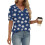 Women's  Short Sleeve Button-Down V-Neck Shirts rSets -Blue L 6