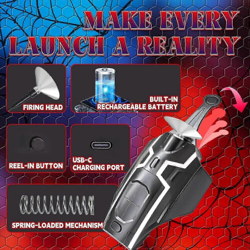 Αναβάθμιση Spider Web Shooter 2.0 με 8.5FT Spider Silk, Παιχνίδι Εκτοξευτή Καρπού για Παιδιά 1