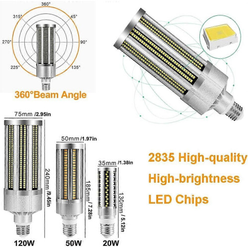 Λαμπτήρας LED καλαμποκιού 50W, εξαιρετικά φωτεινό φωτιστικό οροφής E27/E39/E40, 3000K 2