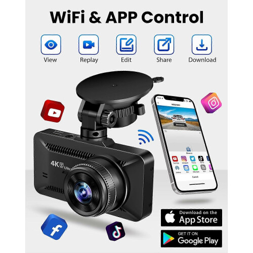 Κάμερα αυτοκινήτου 4K εμπρός και πίσω με WiFi, διπλή κάμερα αυτοκινήτου, λειτο 1