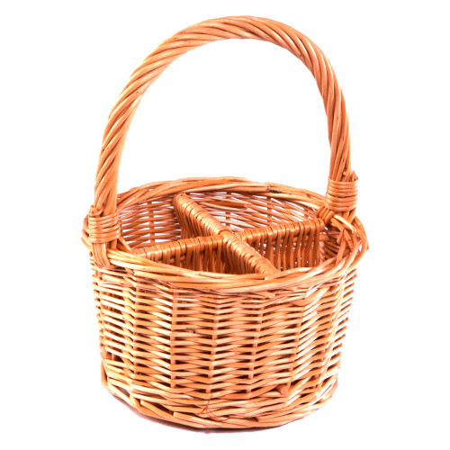 Wicker Round Cutlery or Glass Drinks Basket